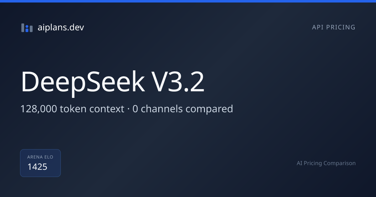 DeepSeek V3.2 API Price Comparison · All Channels | aiplans.dev